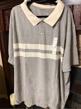 Goodfellow & Co Gray Polo with Cream Stripes Size 5X New